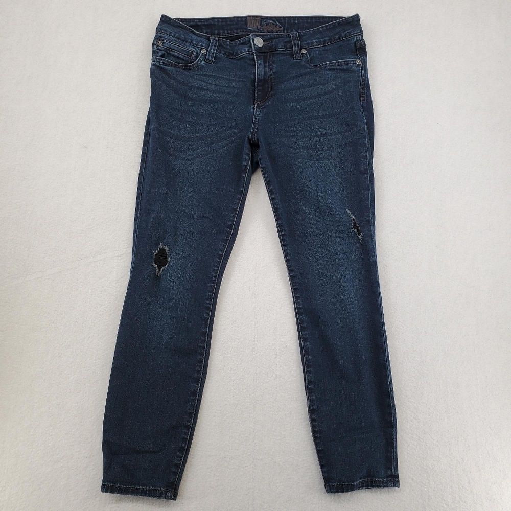 KUT From The Kloth Crop Distressed Jeans Dark Wash Size 10
